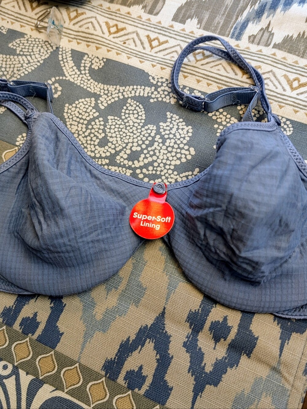 Barely There Blue Cotton-Blend Bra -